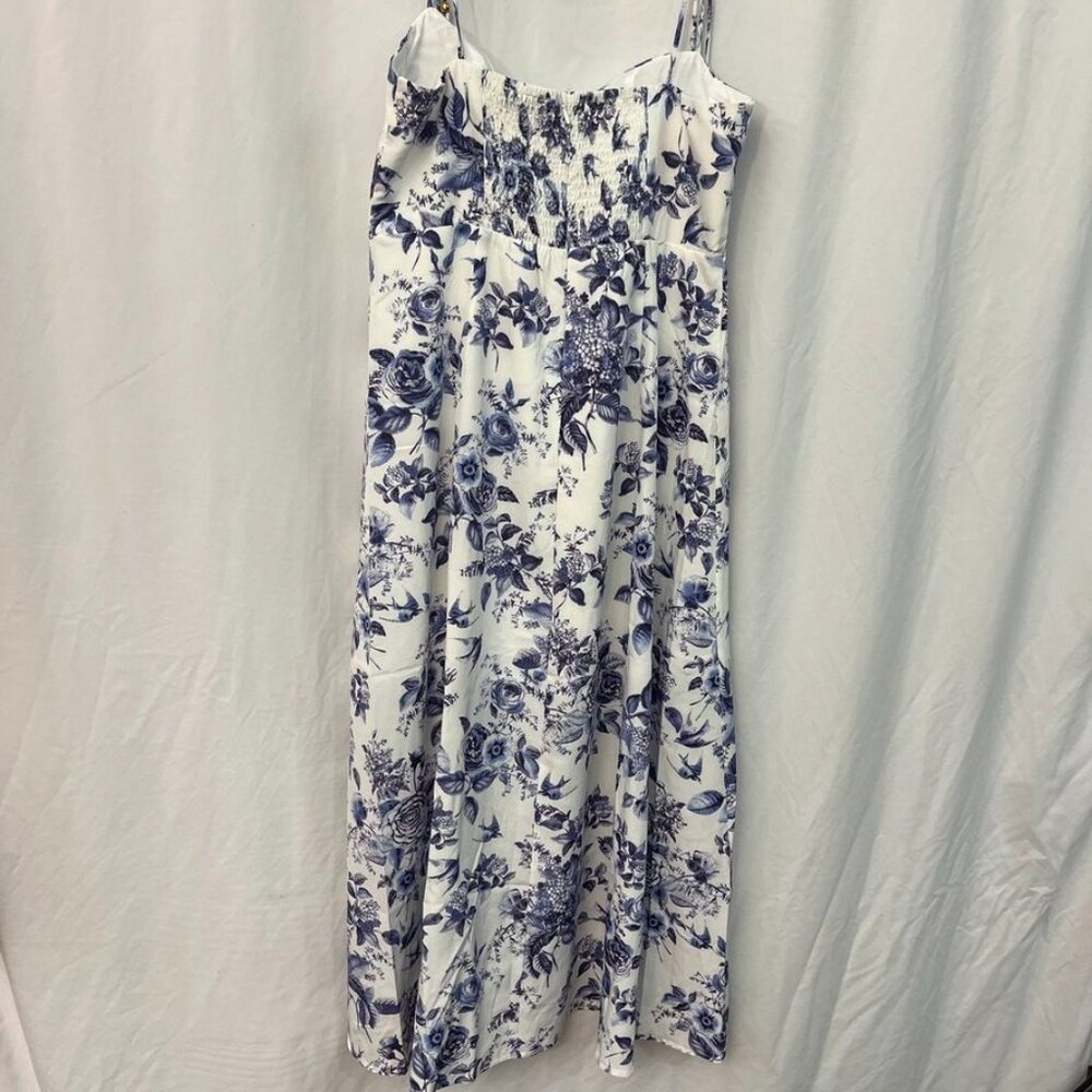 Petal & Pup Azelia Floral Tie Strap Midi Dress Blue Floral - Picture 14 of 16